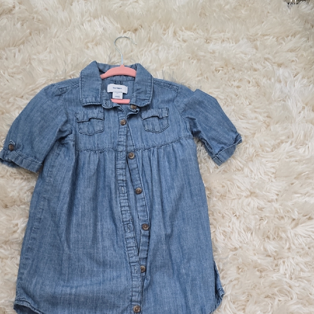 Old Navy Light Blue Chambray Shirt Dress Girls Size 5t